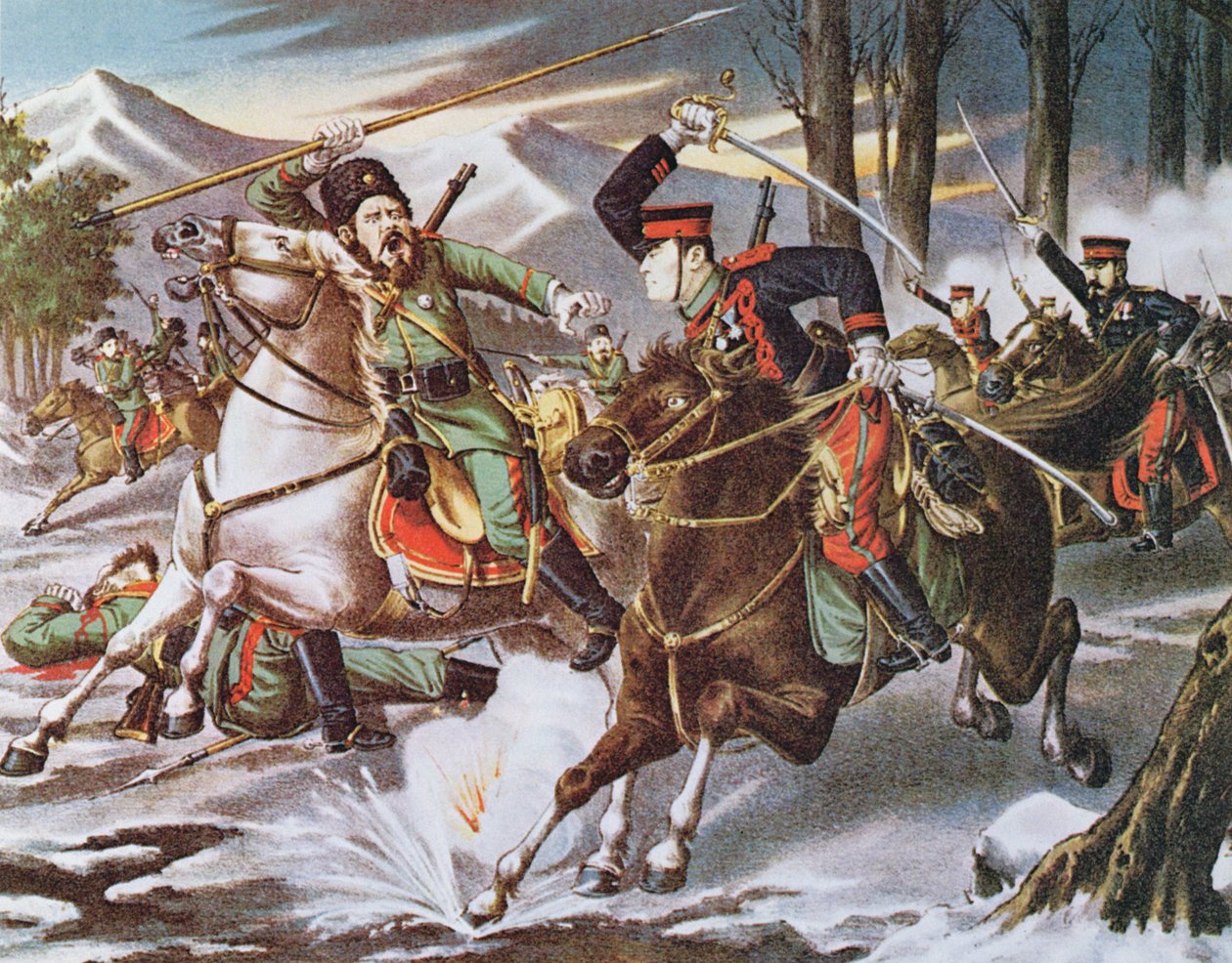 イスタンブール購入 ペルシャ絵画 騎馬戦闘シーン（モザイク画）